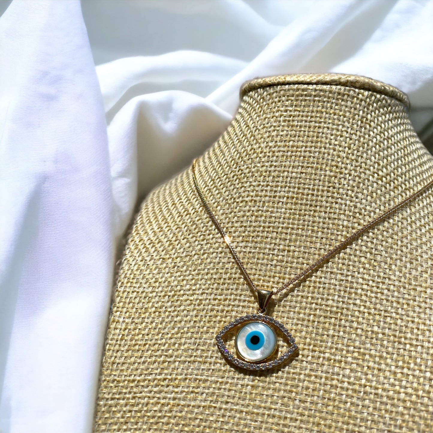 Evil Eye Open Mother Pearl Necklace