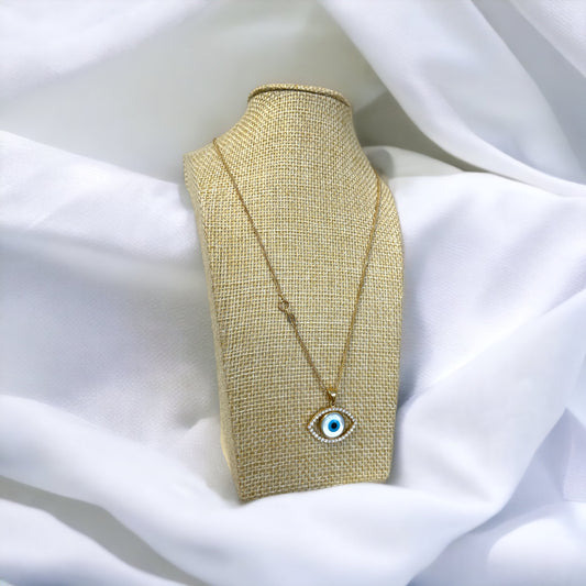 Evil Eye Open Mother Pearl Necklace